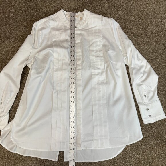 Soft Surroundings Poetic Button Up Shirt Women 1X White Cotton Ruffle Pleated - Picture 11 of 16
